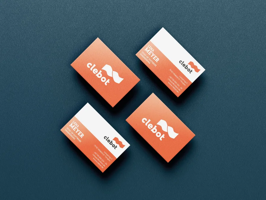 Visitenkarten aus dem Corporate Design für Clebot, Visual Branding von aLx-design