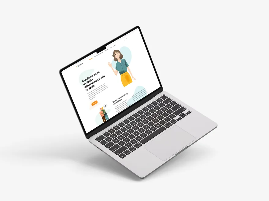 Laptop mit der Website von Zusana, Webdesign von aLx-design