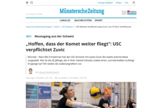 Screenshot der Veröffentlichung bei der Münsterschen Zeitung.